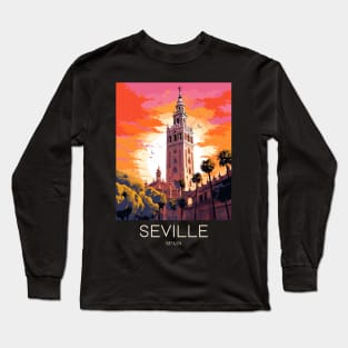 A Pop Art Travel Print of Seville - Spain Long Sleeve T-Shirt